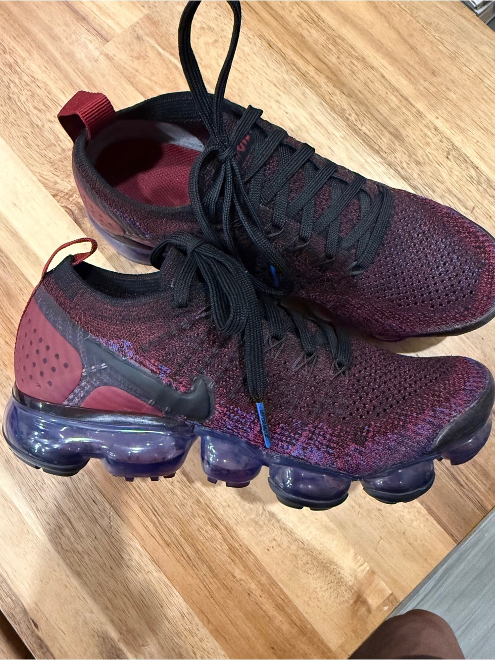 Women’s Nike Vapormax 2 Flyknit Running Shoes - Burgundy/Black